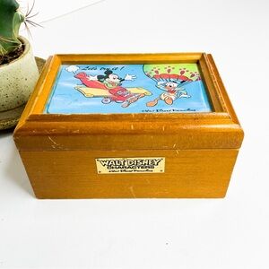 Vintage Walt Disney Japan Wood Music Box Mickey Donald Duck Collectible Toy